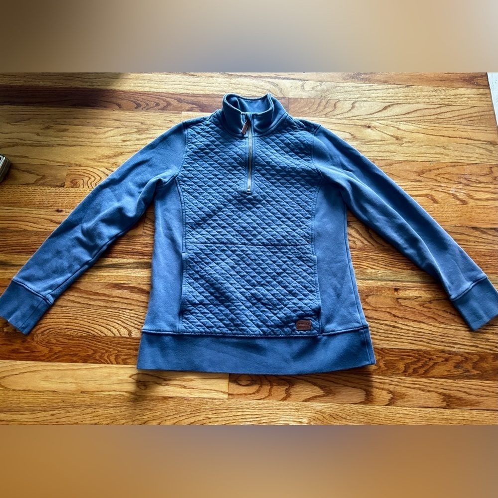 L.L. Bean Women's Blue Diamond Quilted Quarter-Zip Pullover